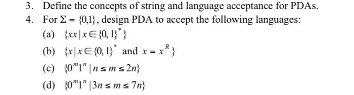 1 Construct A Pushdown Automata Pda Accepting The Chegg Com