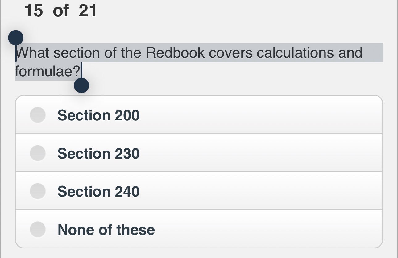 Solved 15 ﻿of 21What section of the Redbook covers | Chegg.com