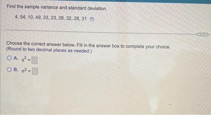 Solved Find The Sample Variance And Standard Deviation. | Chegg.com