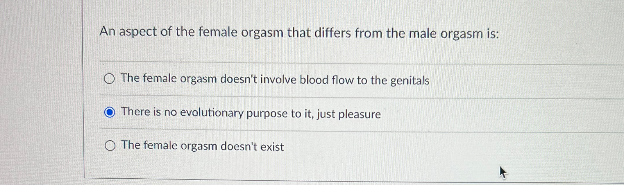 Solved An aspect of the female orgasm that differs from the