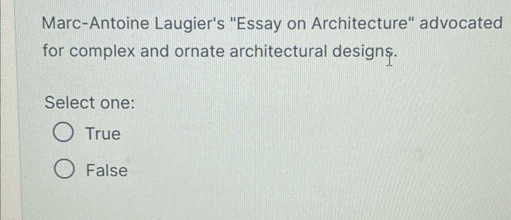 essay on architecture laugier