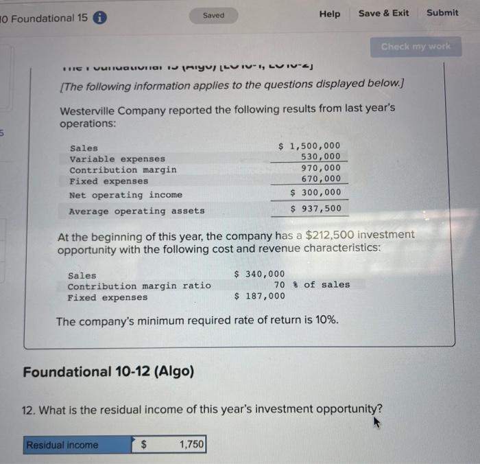 Solved Foundational 15 6 Saved Help Save & Exit Submit Check | Chegg.com