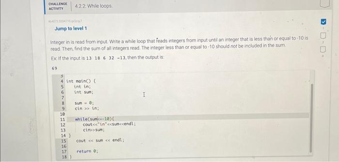 Solved Integer in is read from input. Write a whil loop that | Chegg.com