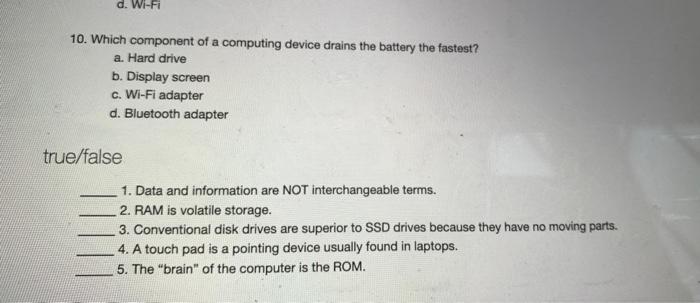 Solved 1. Which of the following functions of a computer is 