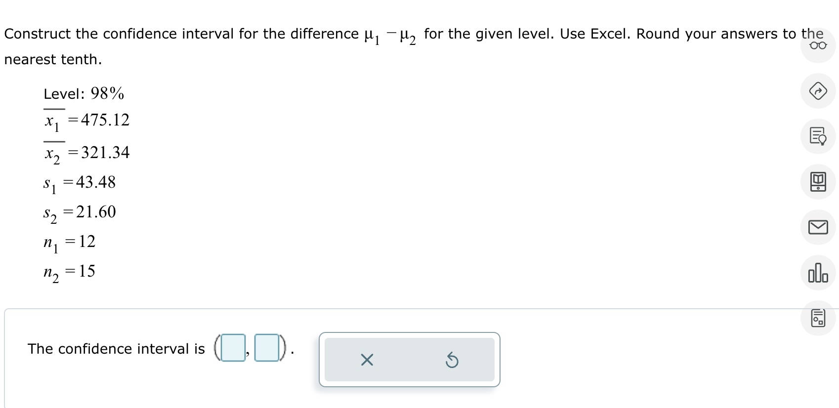 Solved Construct the confidence interval for the difference | Chegg.com