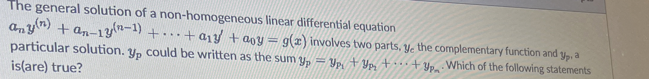 solution of non homogeneous linear differential equation