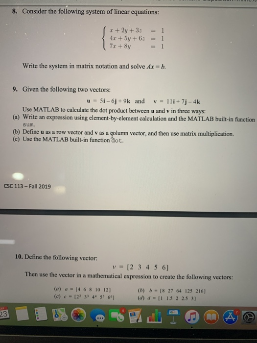 Solved 8. Consider the following system of linear equations: | Chegg.com
