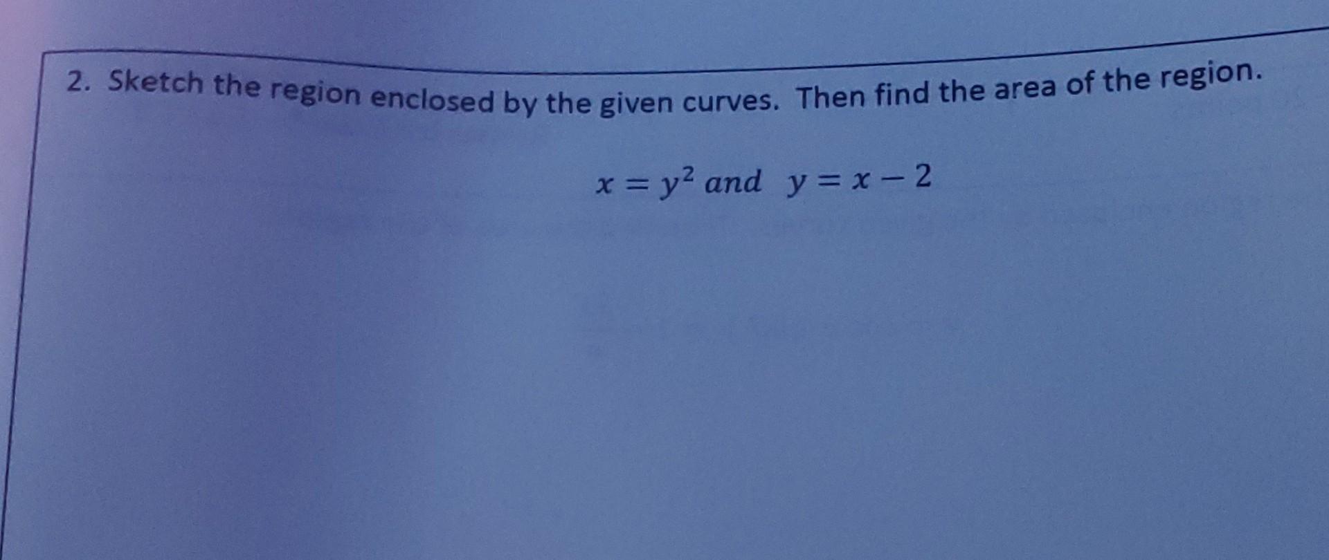 Solved 2. Sketch the region enclosed by the given curves. | Chegg.com