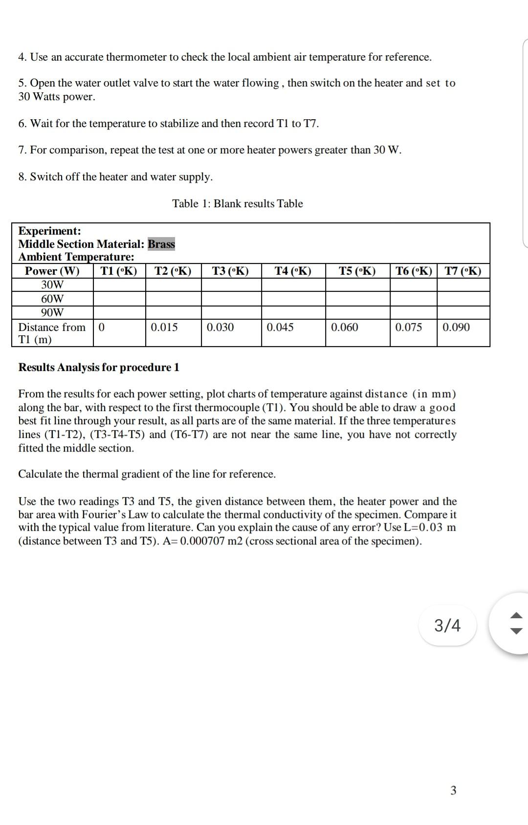 Theory for linear heat conduction experiment is
