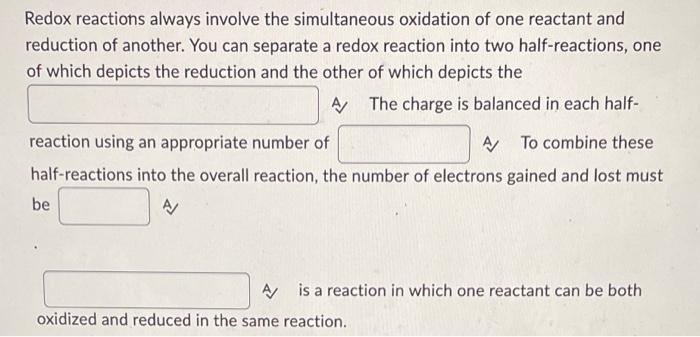 Solved Redox reactions involve the transfer of electrons. | Chegg.com