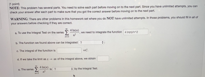 Solved (1 point) NOTE: This problem has several parts. You | Chegg.com