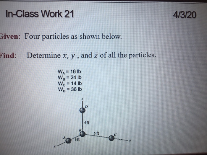 Solved In-Class Work 21 4/3/20 Given: Four Particles As | Chegg.com