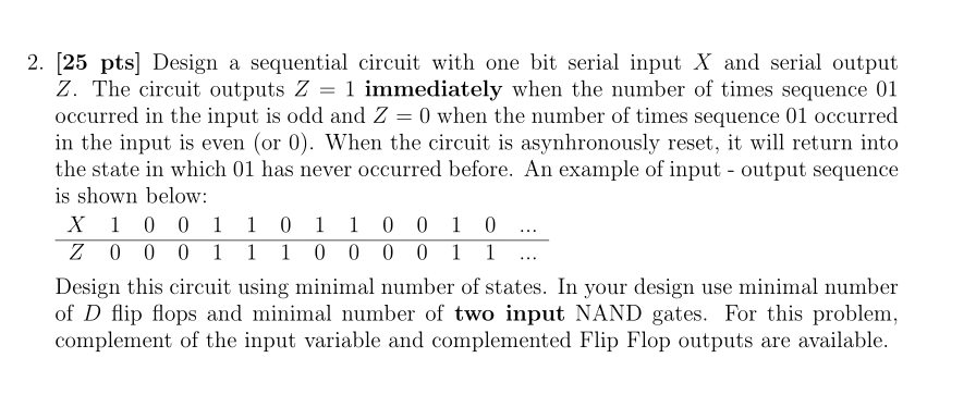 Solved 2. (25 pts] Design a sequential circuit with one bit | Chegg.com