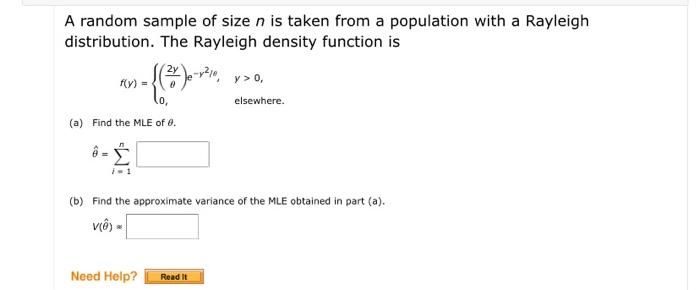 Solved A random sample of size n is taken from a population | Chegg.com