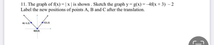 Solved 11 The Graph Of Fx∣x∣ Is Shown Sketch The Graph 9118