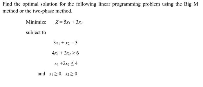 Solved Find the optimal solution for the following linear | Chegg.com
