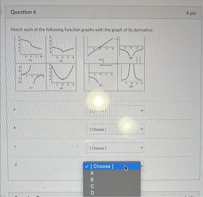 Solved Question 6 8 pts Match each of the following function | Chegg.com