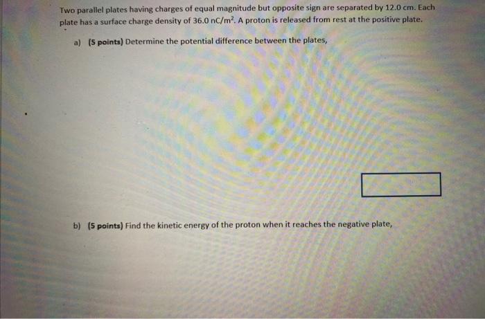 Solved Two parallel plates having charges of equal magnitude | Chegg.com