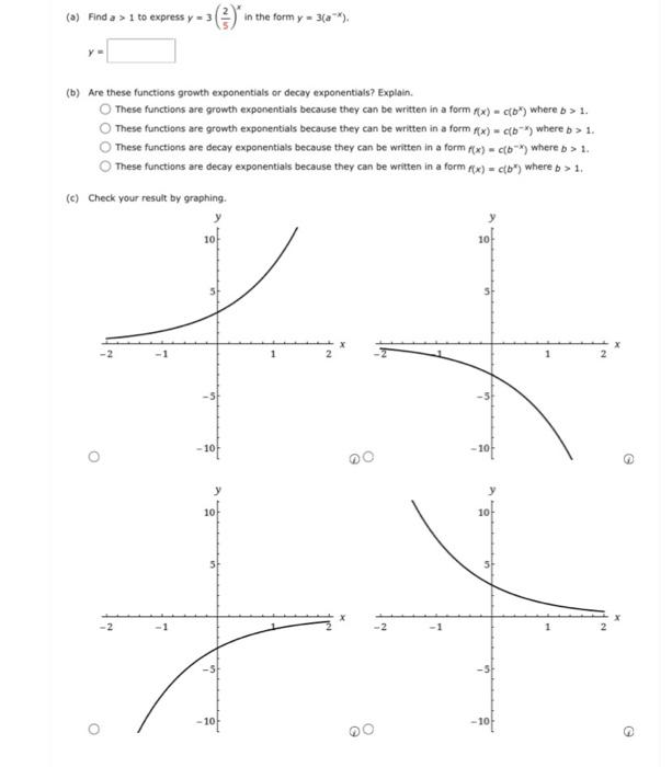 Solved () Find a > 1 to express y - 3 -() in the form y = | Chegg.com