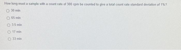 Solved How long must a sample with a count rate of 300cpm be | Chegg.com