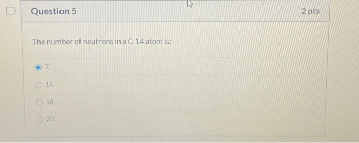 c 14 number of neutrons