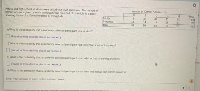 Solved Adults and high school students were asked four | Chegg.com