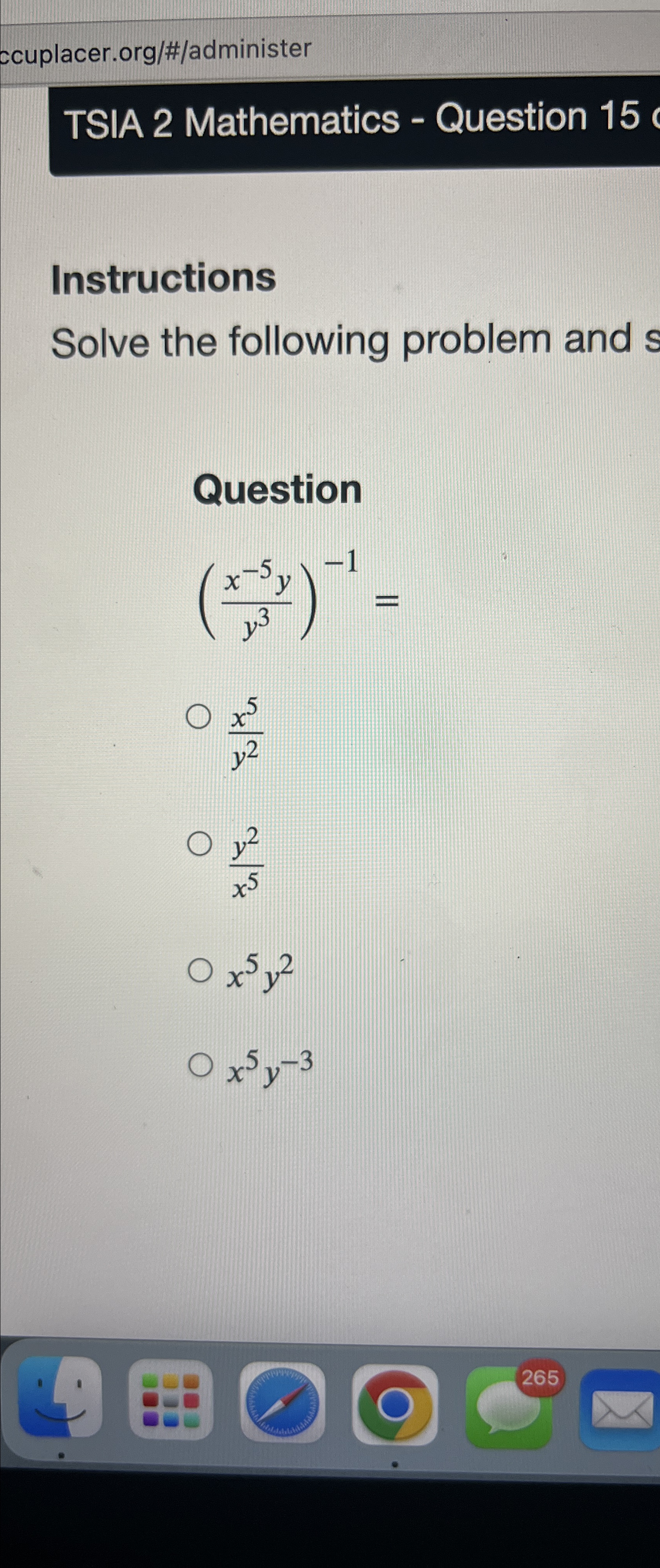 Solved ccuplacer.org/#/administerTSIA 2 ﻿Mathematics - | Chegg.com