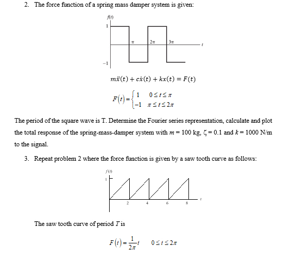 Solved Need help on following. The force function of a | Chegg.com