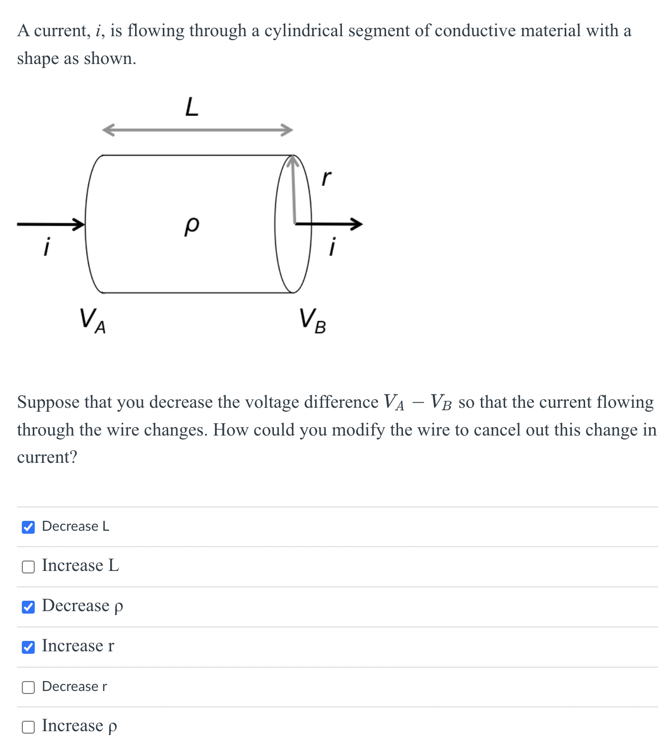 Solved A current, i, ﻿is flowing through a cylindrical | Chegg.com