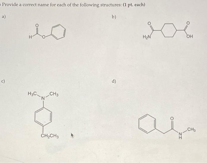 Solved Provide a correct name for each of the following | Chegg.com