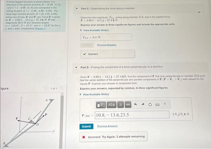 Solved A three-legged structure is shown below. It is | Chegg.com