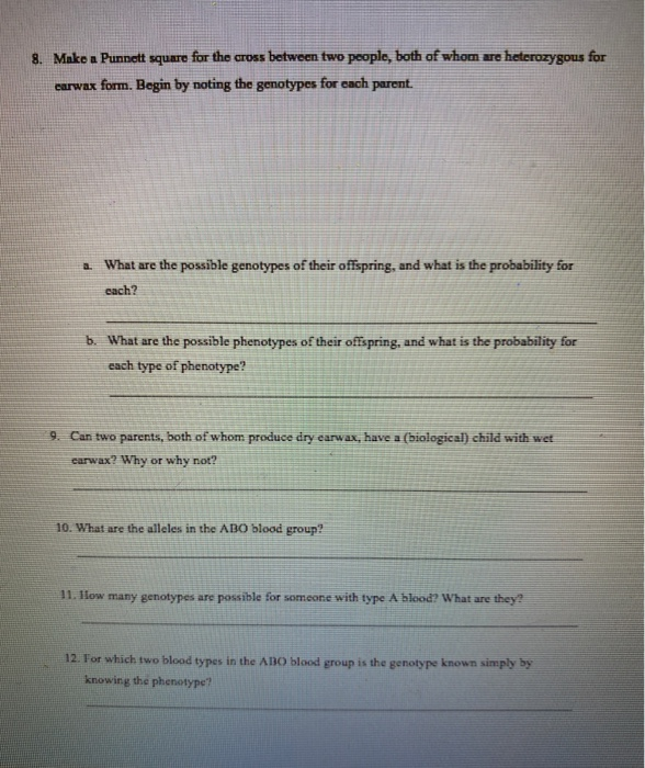 Solved 8. Make a Punnett square for the cross between two | Chegg.com