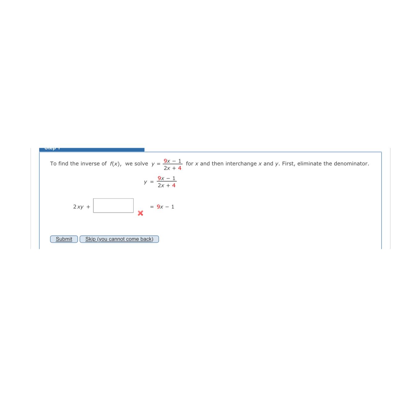 solved-to-find-the-inverse-of-f-x-we-solve-y-9x-12x-4-chegg