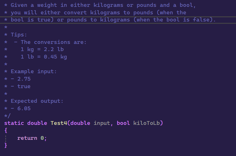 Solved Given a weight in either kilograms or pounds and a | Chegg.com