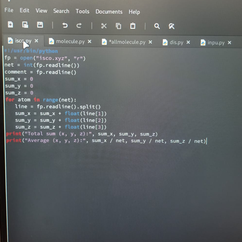 Solved iscroy xmolecule.py*allmolecule.pydis.pyinpu.pyfp= | Chegg.com