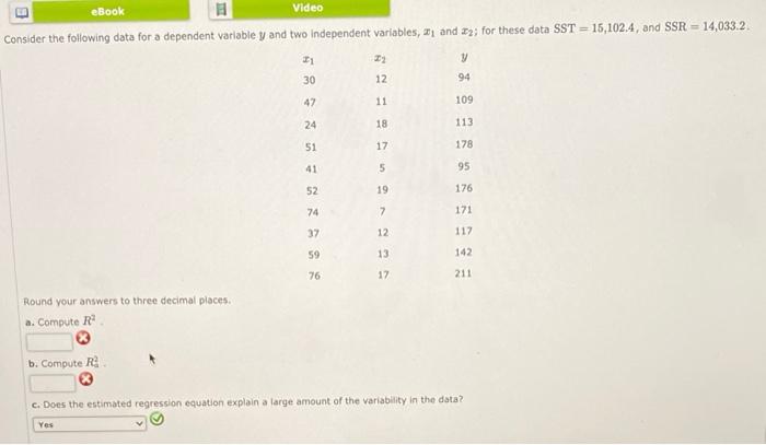 Solved Video 3 eBook 1 Consider the following data for a | Chegg.com