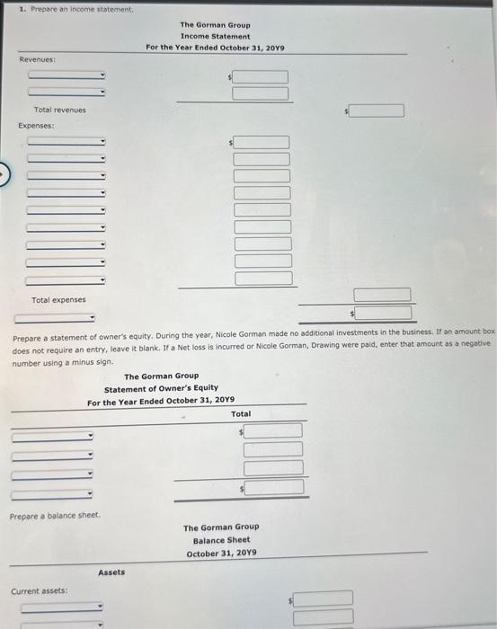 Solved Financial statements and closing entries The Gorman | Chegg.com
