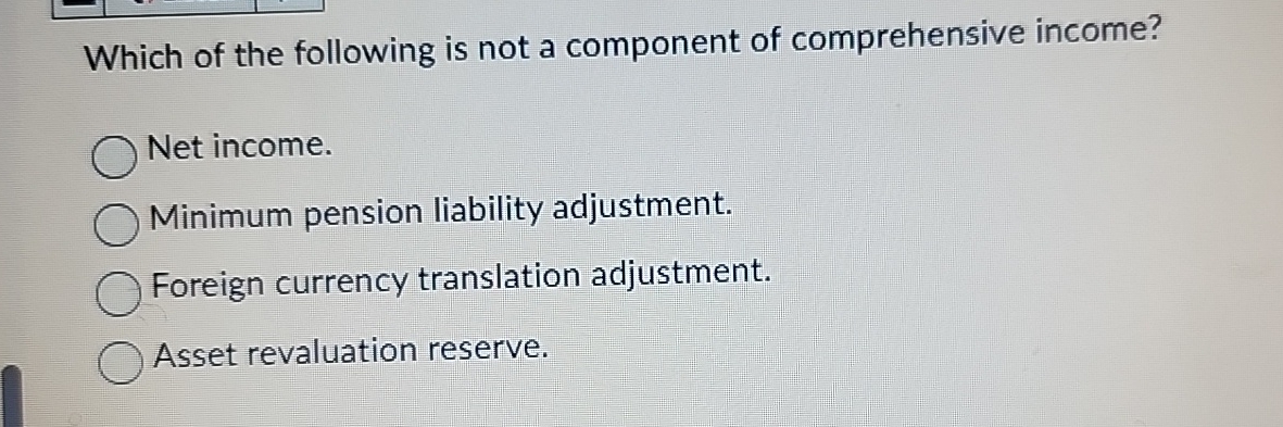 Solved Which of the following is not a component of | Chegg.com