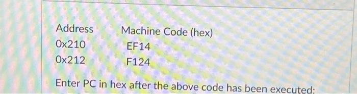Solved Enter PC in hex after the above code has been | Chegg.com