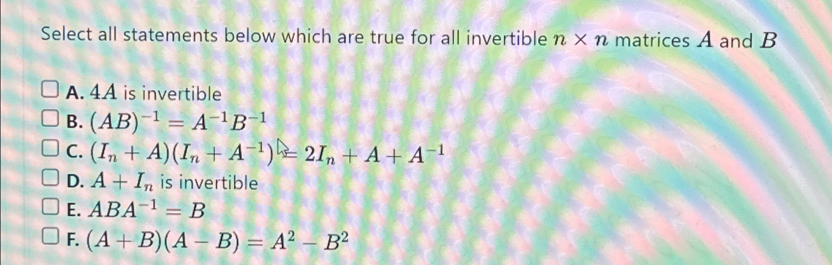 Solved Select All Statements Below Which Are True For All | Chegg.com