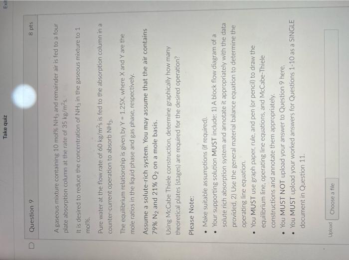 Solved Take quiz Question 9 8 pts A gaseous mixture | Chegg.com