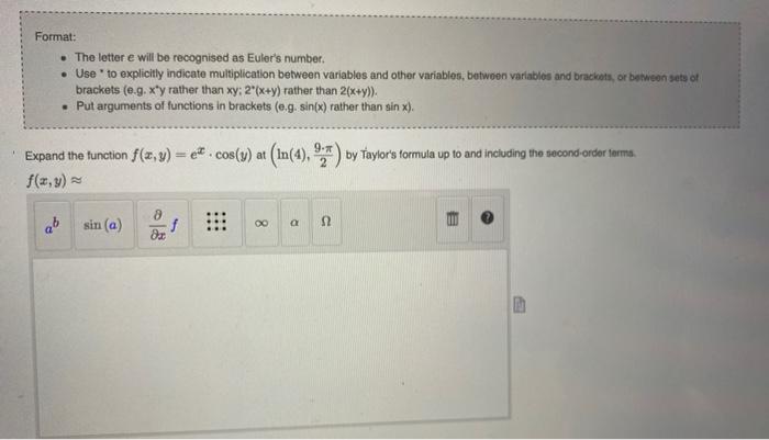 Solved Format: . The letter e will be recognised as Euler's | Chegg.com