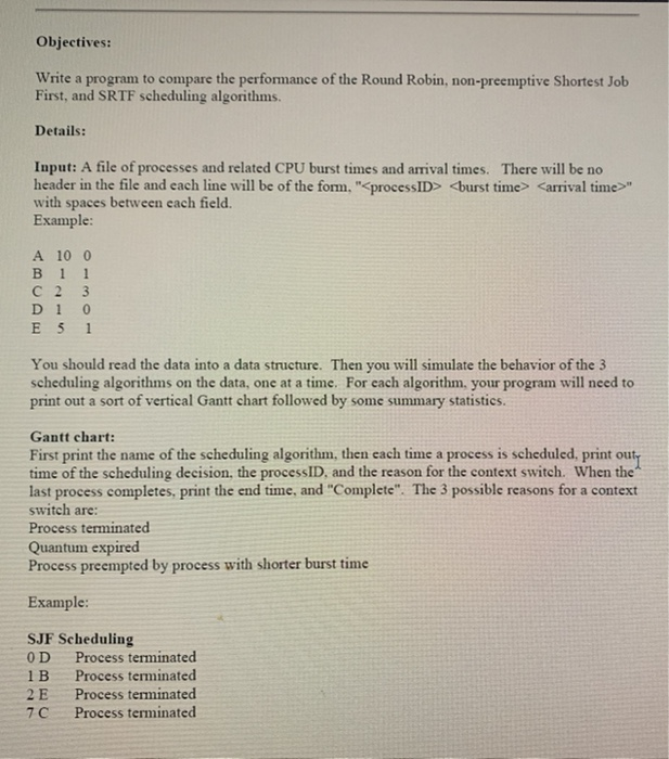 Objectives: Write a program to compare the | Chegg.com