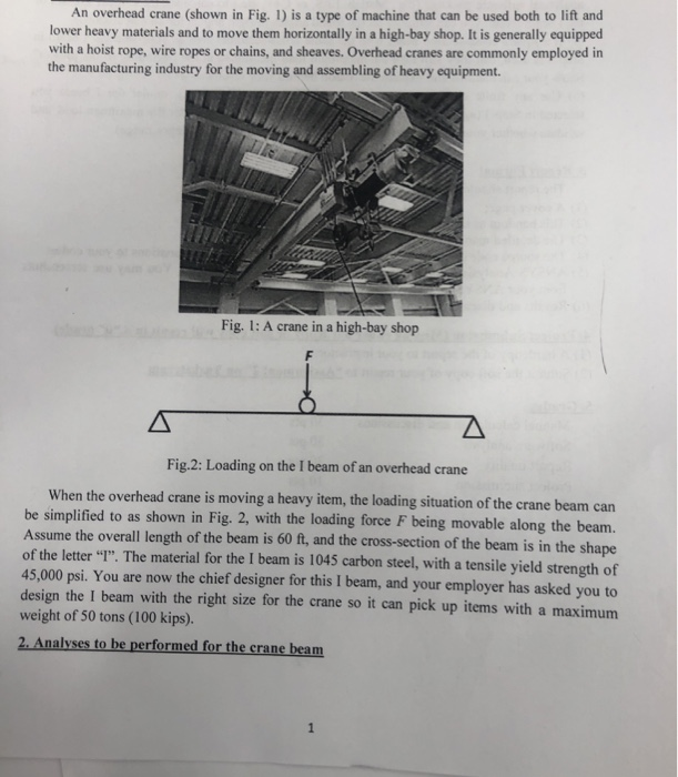 Solved An overhead crane (shown in Fig. 1) is a type of | Chegg.com