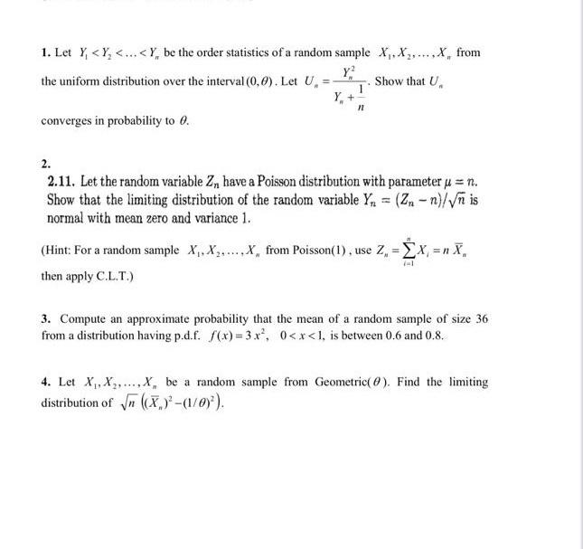 Solved 1. Let Y1 | Chegg.com