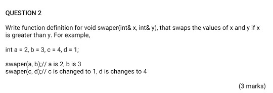 Solved QUESTION 2 Write function definition for void | Chegg.com