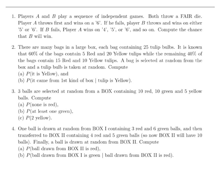 Solved 1. Players A And B Play A Sequence Of Independent | Chegg.com