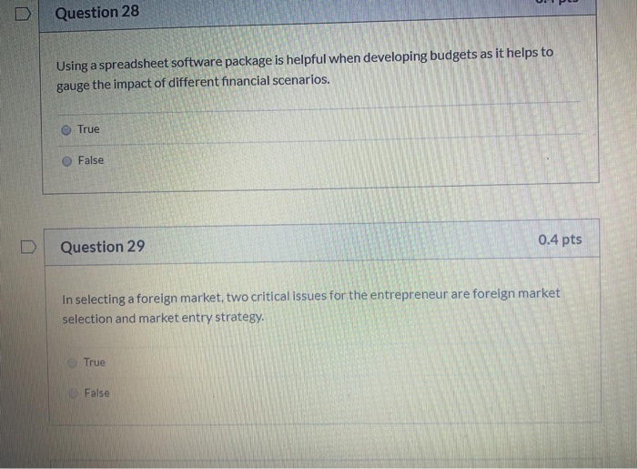 Solved Question 28 Using a spreadsheet software package is