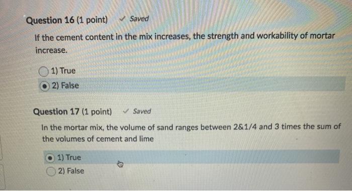 Solved Question 16 (1 Point) Saved If The Cement Content In | Chegg.com