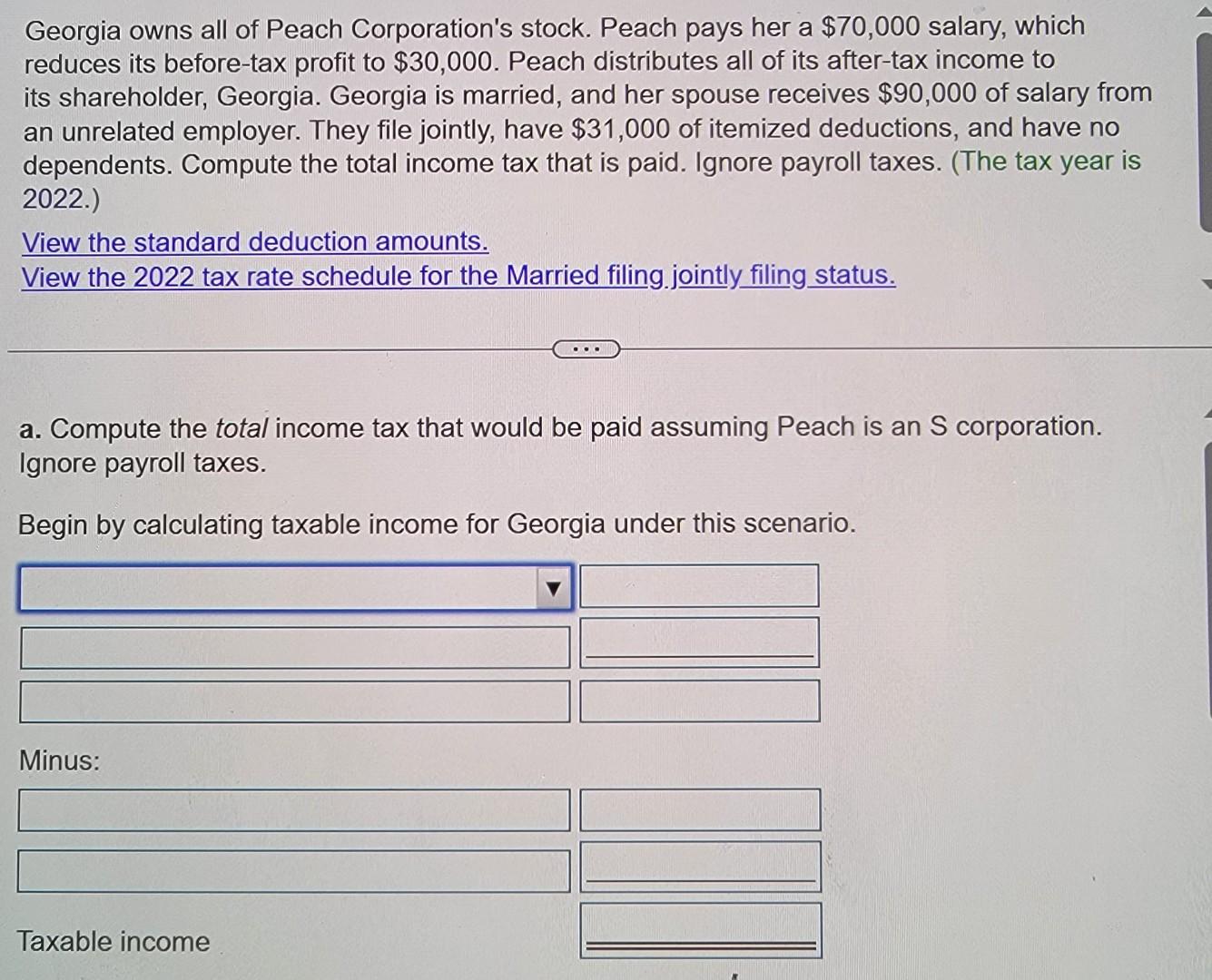 owns all of Peach Corporation's stock. Peach